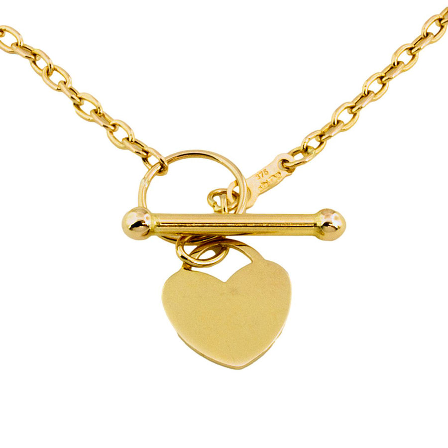 9ct gold t bar 2024 heart necklace